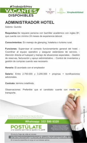 administrador hotel salento