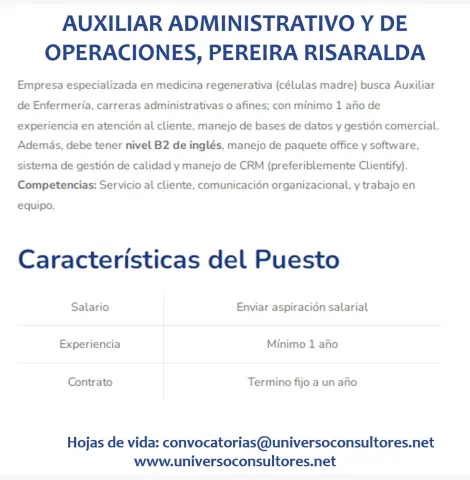 auxiliar administrativo y operaciones