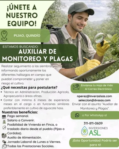 auxuliar monitoreo de plagas