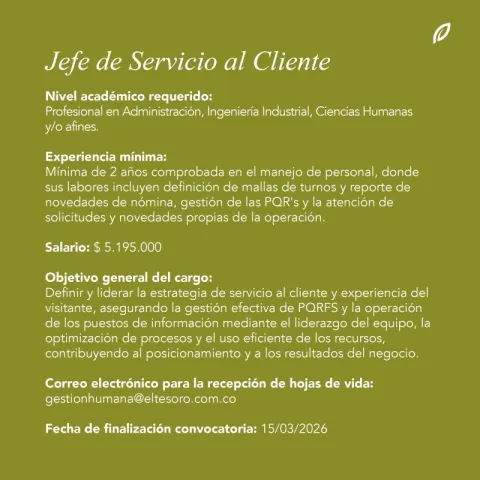 jefe servicio al cliente