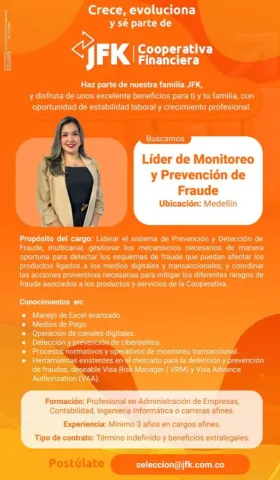 lider de monitoreo y prevención de fraude