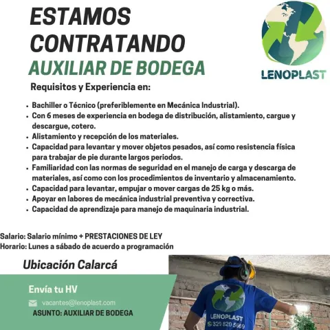 auxiliar de bodega