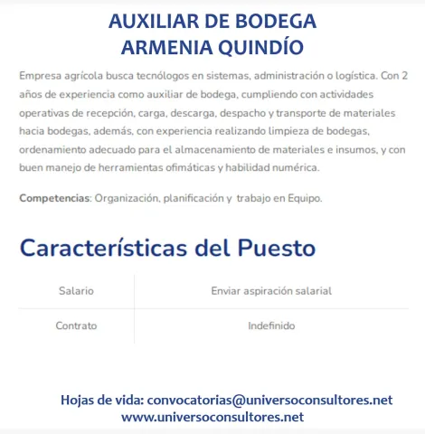 auxiliar de bodega