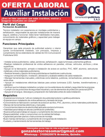 auxiliar instalación