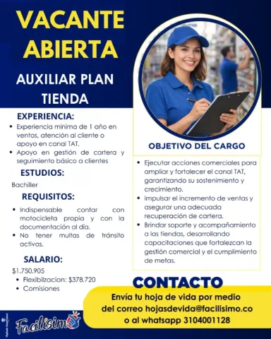 auxiliar plan tienda