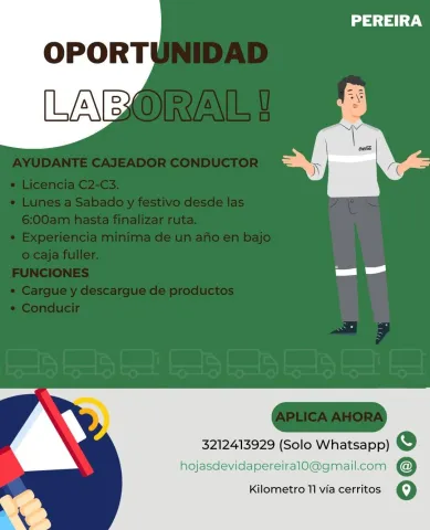 ayudante cajeador conductor