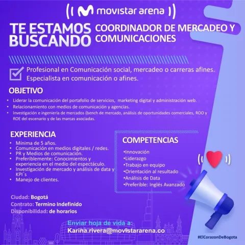 coordinador comunicaciones y mercadeo