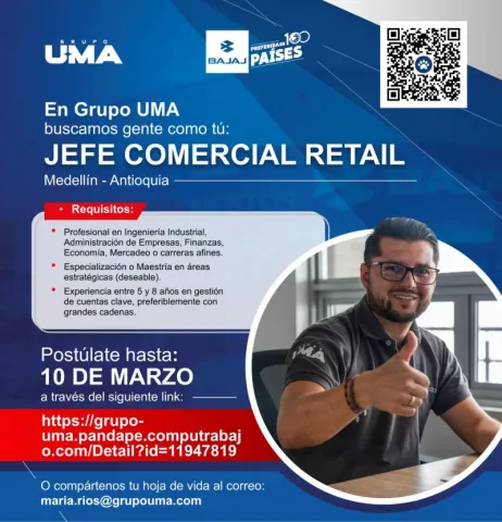 jefe comercial retail