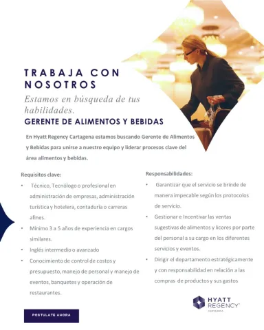 gerente alimentos y bebidas