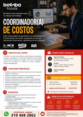 coordinador costos