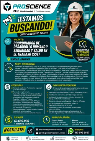  Coordinador de desarrollo humano y SST
