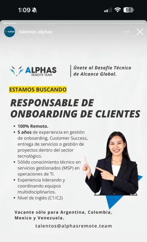 Responsable de onboarding de clientes