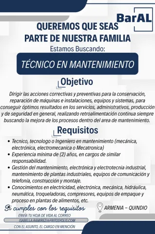Técnico en mantenimiento — BarAL - AXM