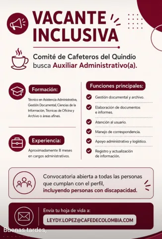 Aux. administrativo(a) — Comité de Cafeteros del Quindío