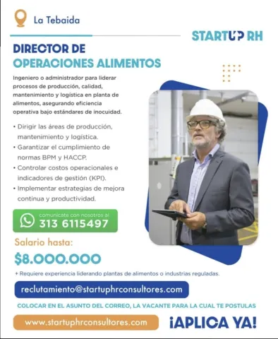 Director de operaciones alimentos — Startup RH TEB