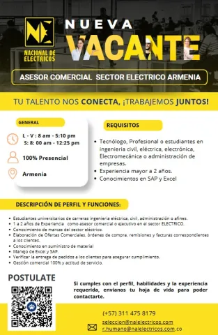 Asesor comercial sector eléctrico — Nacional de Eléctricos