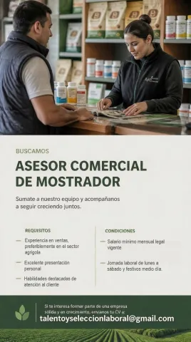 Asesor comercial de mostrador