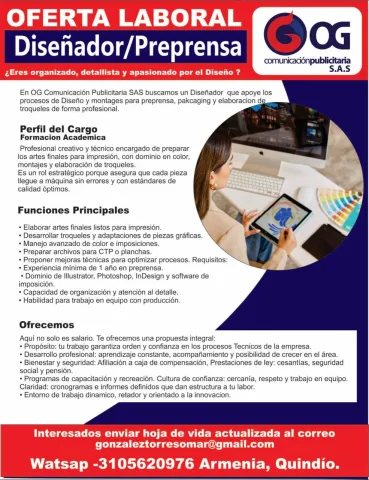 Diseñador/preprensa - OG Comunicación