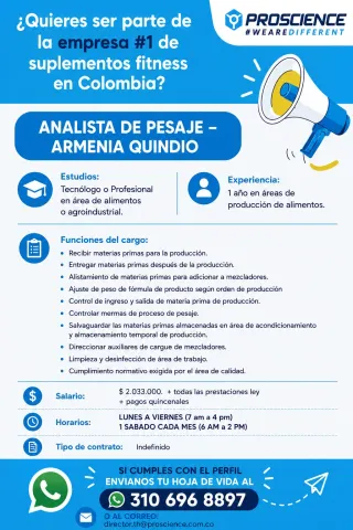 Analista de pesaje - Proscience
