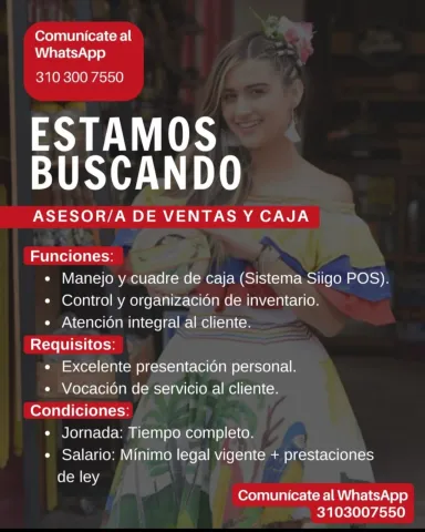 Asesor/a de ventas y caja 