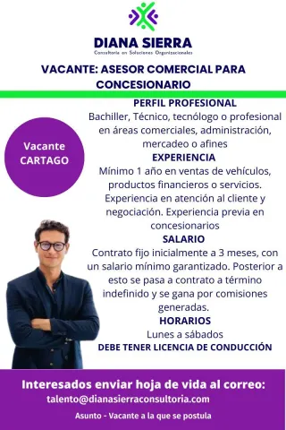 Asesor comercial concesionario