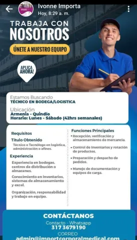 Técnico en Bodega/Logística