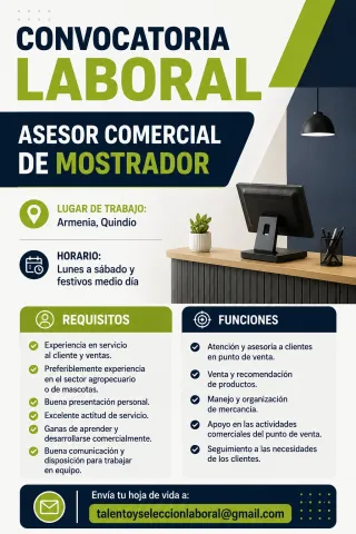 Asesor Comercial de Mostrador
