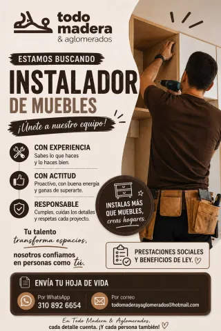 Instalador de Muebles - Todo Madera & Aglomerados