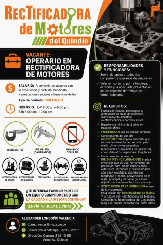 Op en rectificadora de motores