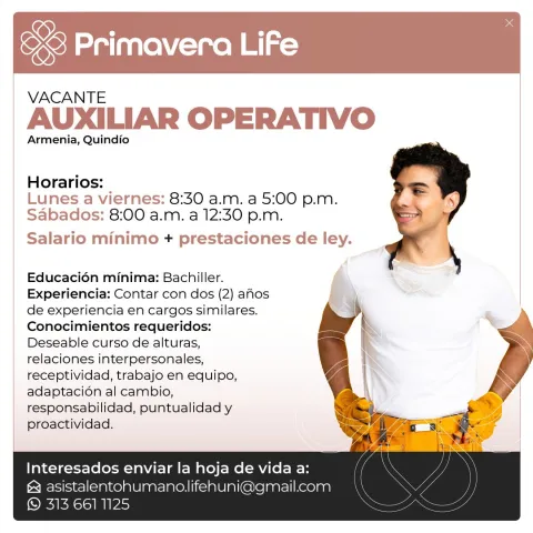 Auxiliar Operativo - Primavera Life