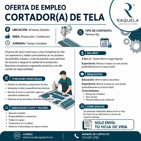 Cortador(a) de Tela - Raquela Confecciones