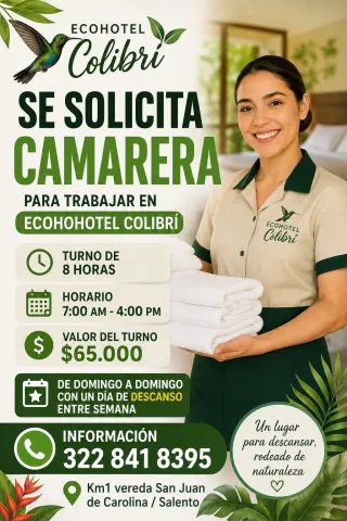 Camarera - Ecohotel Colibrí