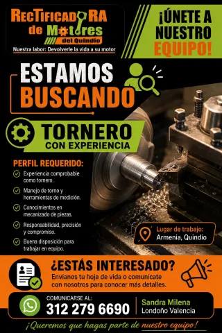 Tornero con Experiencia - Rectificadora de Motores del Quindío
