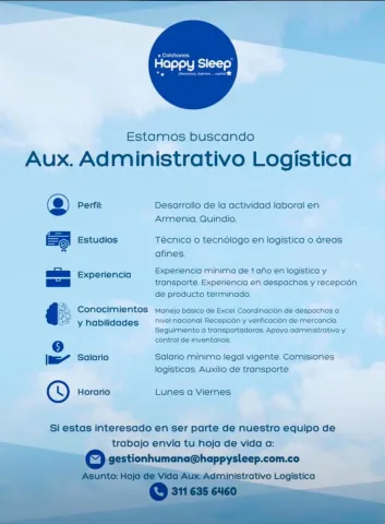 Aux. administrativo logística - Happy Sleep