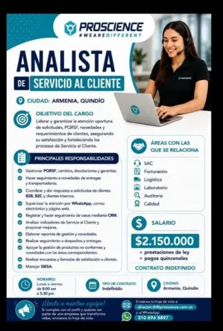 Analista de servicio al cliente - Proscience