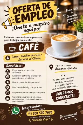 Aux. de Café - Servicio al Cliente