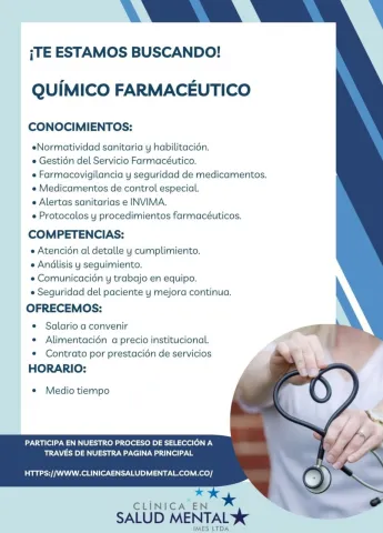 Químico Farmacéutico - Clínica S. Mental