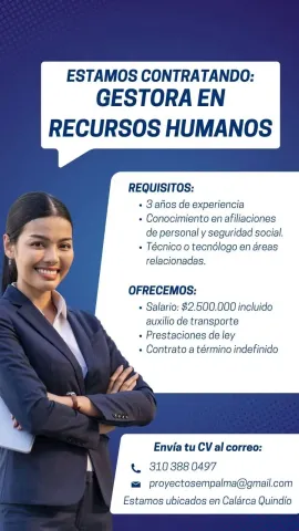 Gestora en Recursos Humanos - Calarcá