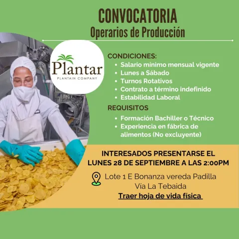 Operarios de Producción - Plantar