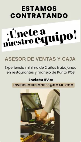 Asesor de Ventas y Caja - Inversiones MOE