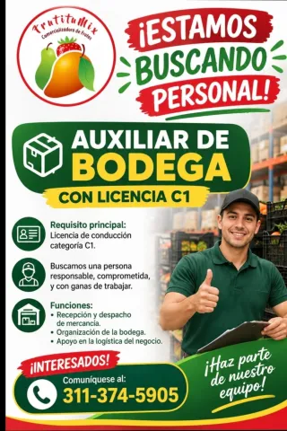 Aux. de Bodega con Licencia C1 - FrutituMix