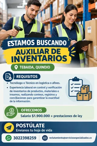 Vacante auxiliar de inventarios en La Tebaida