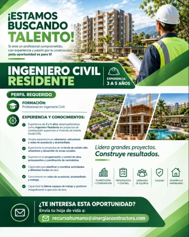 Ingeniero Civil Residente - Sinergia Constructora