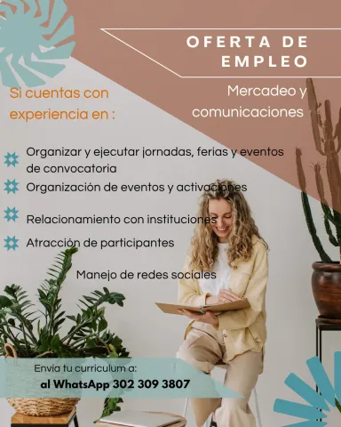Oferta de empleo: profesional de mercadeo y convocatorias