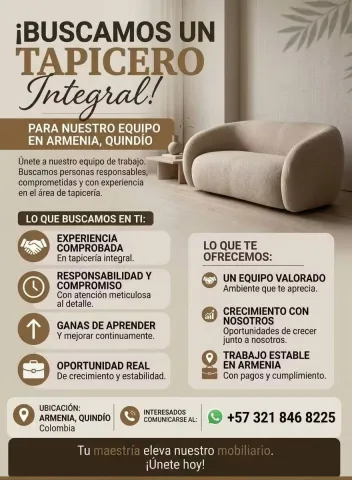 Vacante Tapicero Integral, Armenia