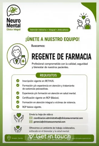 Vacante Regente de Farmacia - NeuroMental Clínica Integral